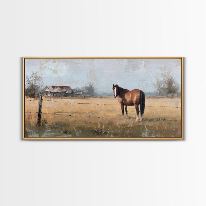 Quiet Horse Pasture at Sunset Canvas Print, Guest Bedroom Art, Contemporary Art, Bedroom Decor, Fine Art, Guest, Digital Print, GBA-2x1-17