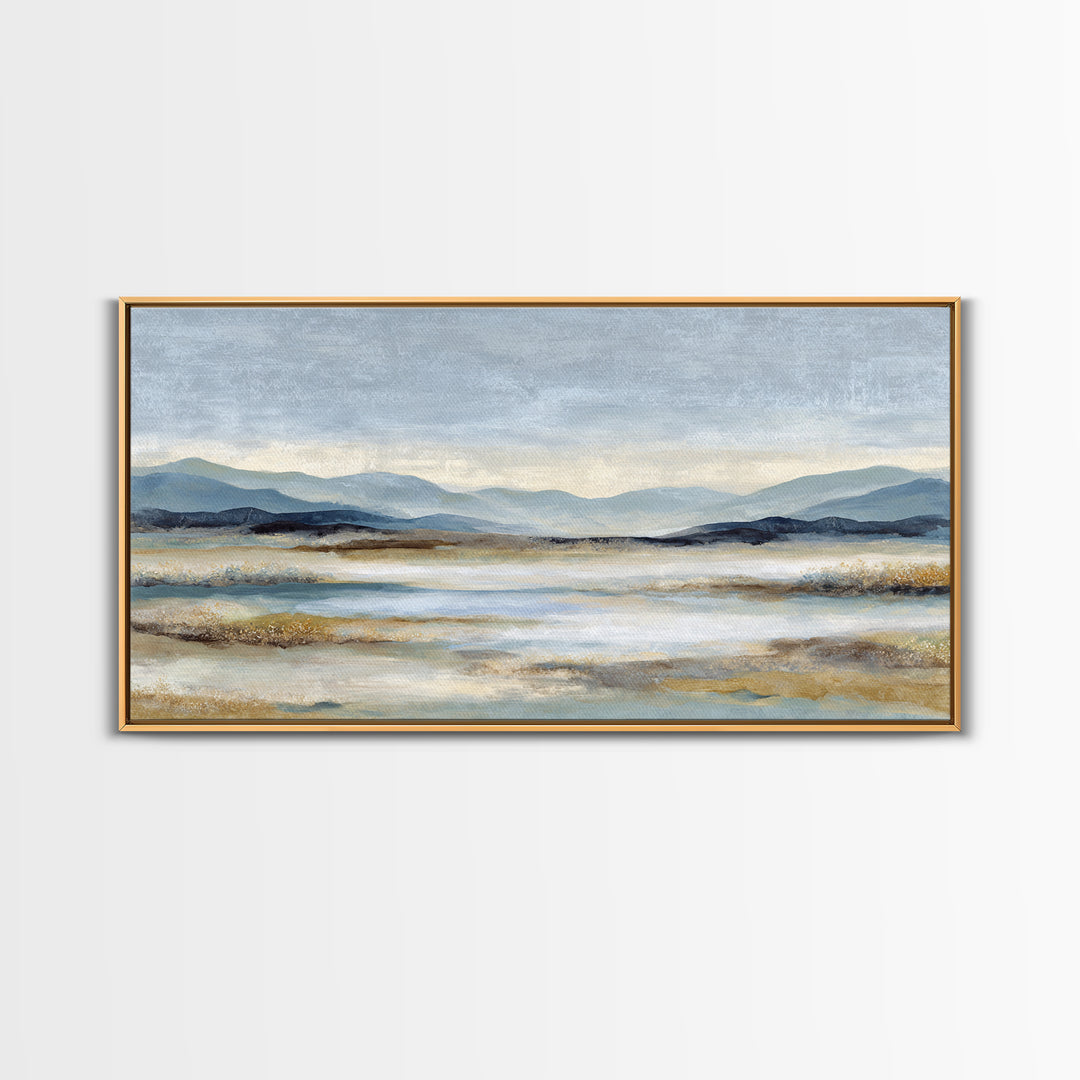 Gentle Rain over Distant Hills Framed Canvas Print, Guest Bedroom Art, Statement Artwork, Bedroom Decor, Fine Art, Guest, GBA-2x1-20