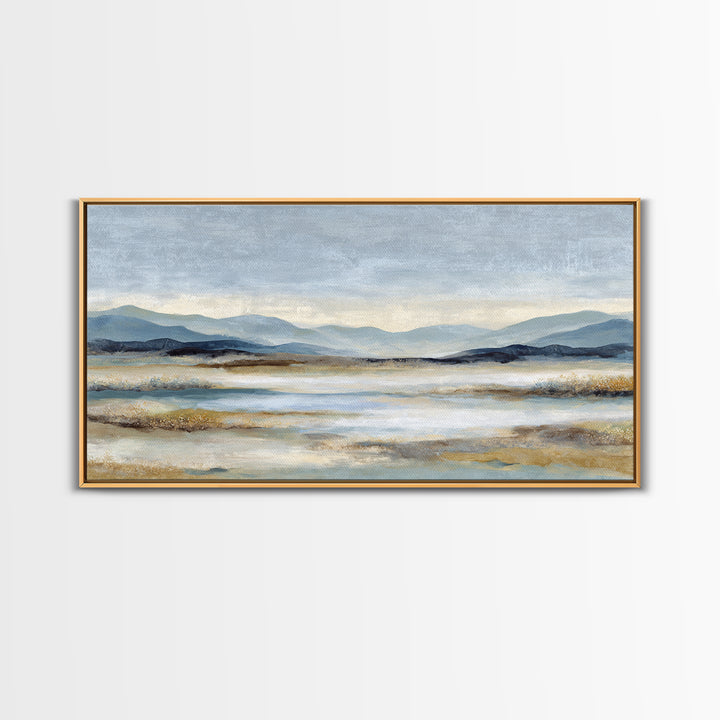Gentle Rain over Distant Hills Framed Canvas Print, Guest Bedroom Art, Statement Artwork, Bedroom Decor, Fine Art, Guest, GBA-2x1-20