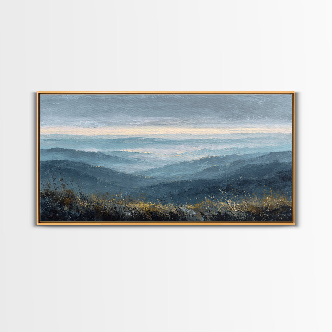 Soft Mountain Horizon Framed Canvas Print, Guest Bedroom Art, Fine Art Print, Bedroom Decor, Fine Art, Guest, Poster, GBA-2x1-27