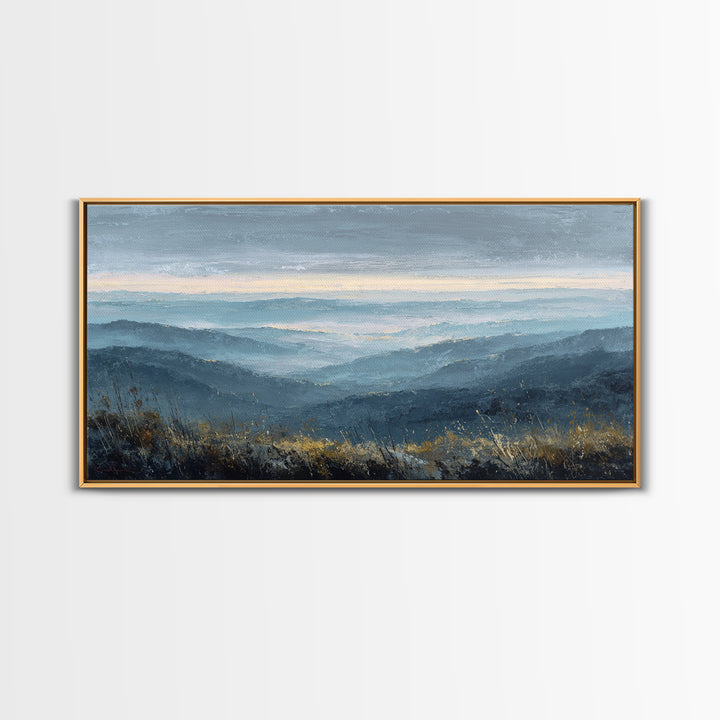 Soft Mountain Horizon Framed Canvas Print, Guest Bedroom Art, Fine Art Print, Bedroom Decor, Fine Art, Guest, Poster, GBA-2x1-27