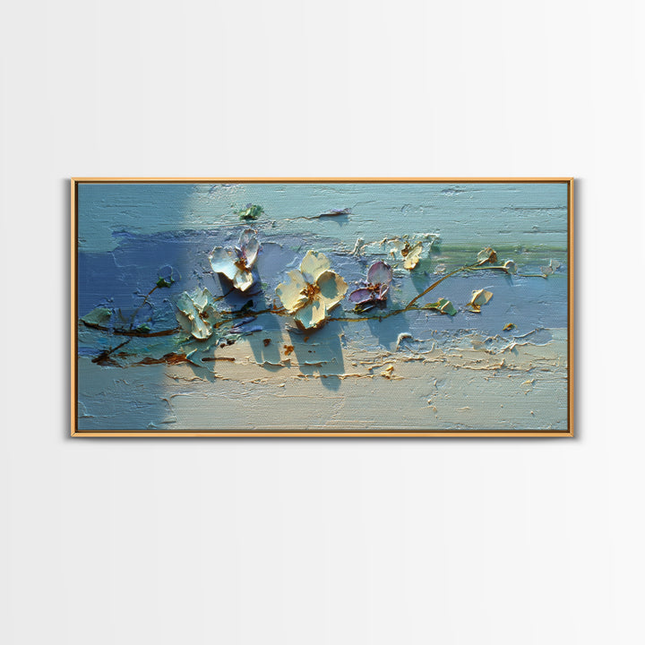 Garden Butterfly and Flowers Specimen Study Framed Canvas Print, Guest Bedroom Art, Prints, Bedroom Decor, Oil Painting, Guest, GBA-2x1-43
