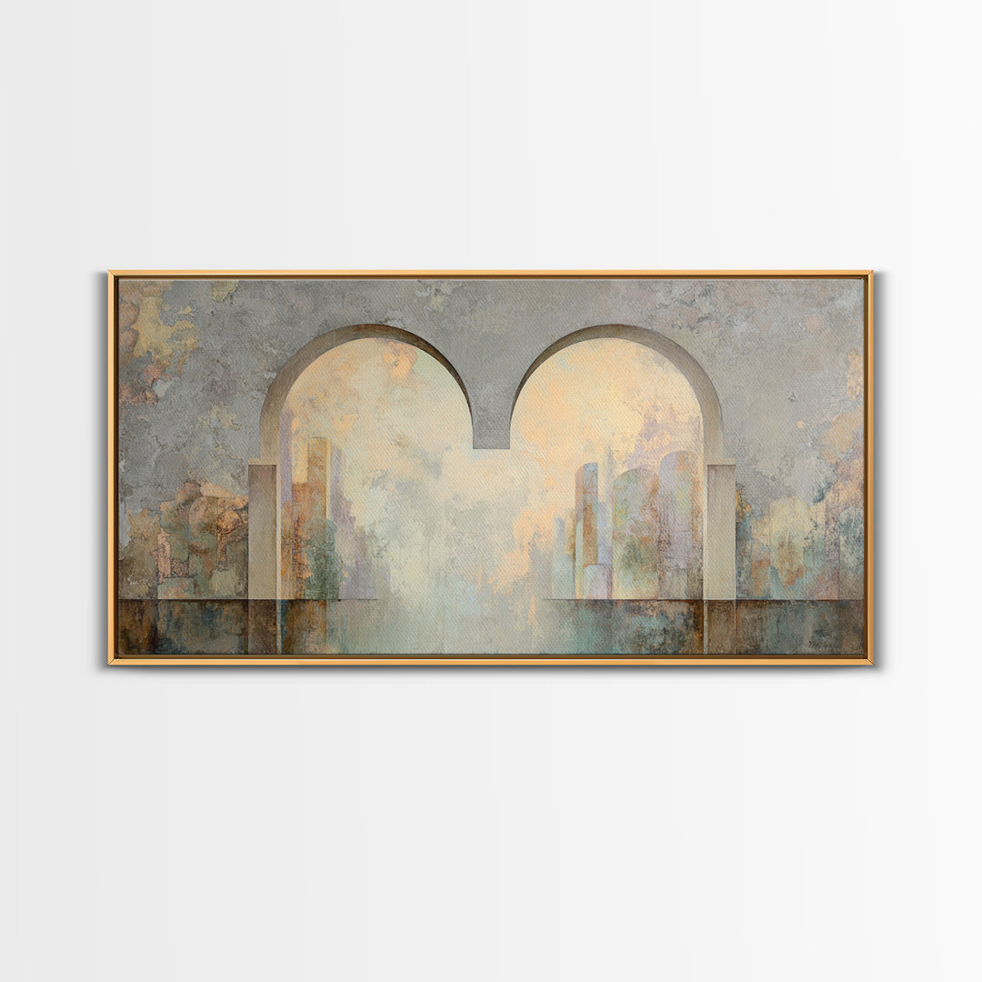 Gentle Rain over Distant Hills Canvas Print, Guest Bedroom Art, Textured Painting, Bedroom Decor, Abstract Art, Guest, GBA-2x1-44