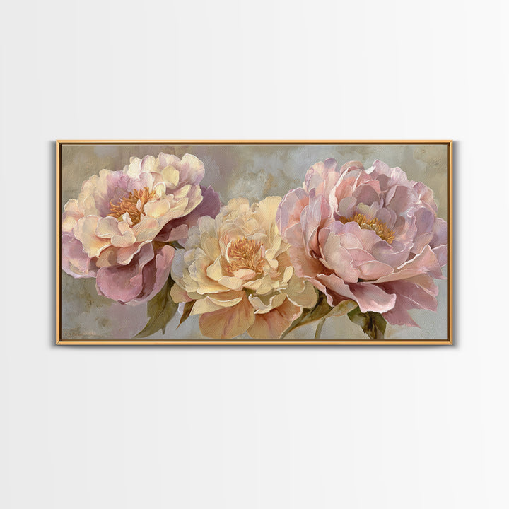 Neutral Peony Painting Framed Canvas Print, Guest Bedroom Art, Poster, Bedroom Decor, Abstract Art, Guest, Farmhouse Decor, GBA-2x1-5