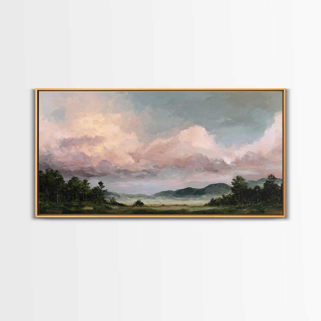 Romantic Cloudscape in Blush and Ivory Framed Canvas Print, Guest Bedroom Art, Printable Art, Bedroom Decor, Fine Art, Guest, GBA-2x1-55