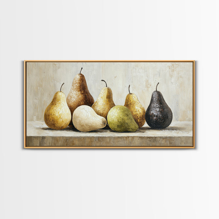 Classic Pear Still Life for Cozy Hospitality Framed Canvas Print, Guest Bedroom Art, New Home Gift, Bedroom Decor, Guest, GBA-2x1-88