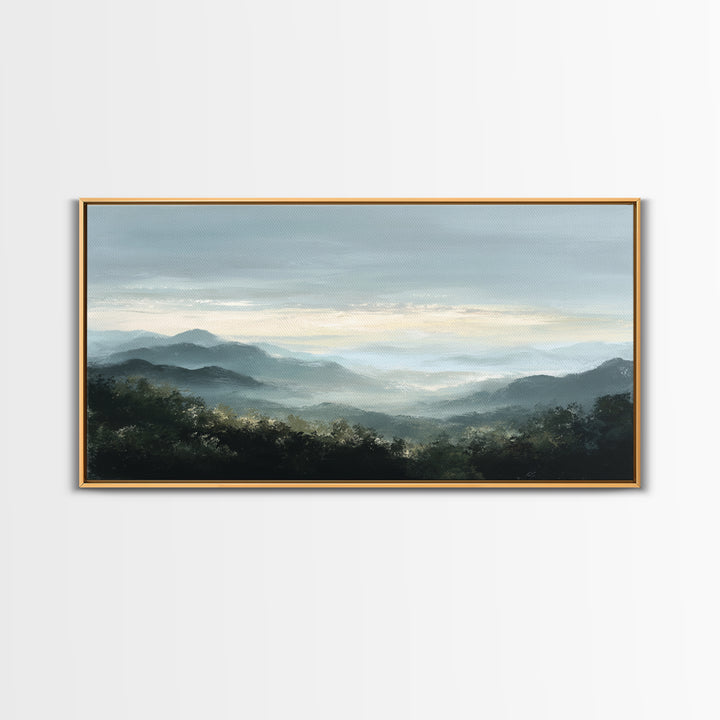 Soft Mountain Horizon Framed Canvas Print, Guest Bedroom Art, Farmhouse Decor, Bedroom Decor, Fine Art, Guest, Trendy Wall Art, GBA-2x1-99