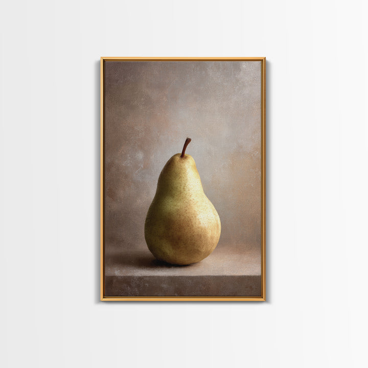 Classic Pear Still Life for Cozy Hospitality Framed Canvas Print, Guest Bedroom Art, Art Print, Bedroom Decor, Fine Art, Guest, GBA-2x3-100