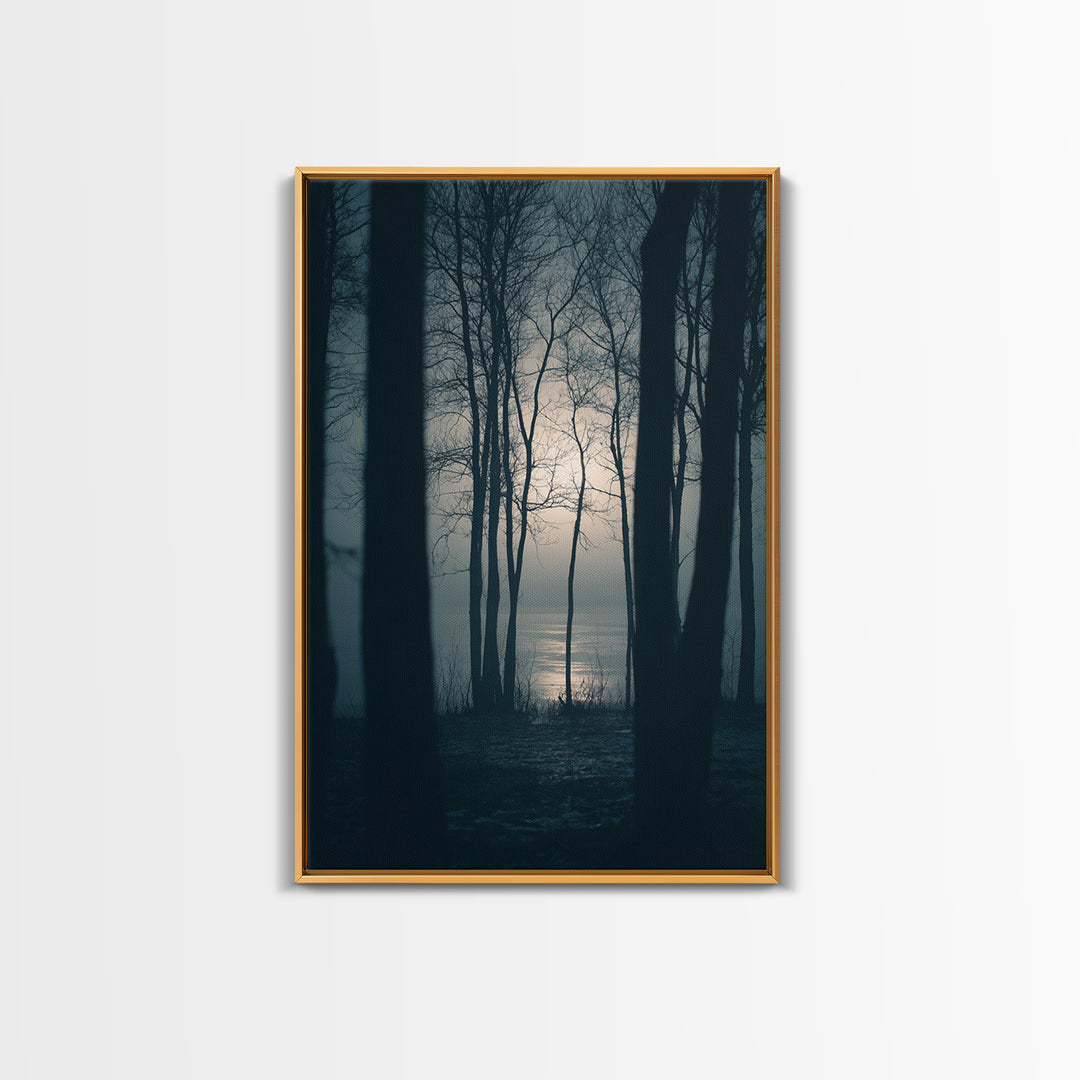 Monochrome Forest Silhouette Framed Canvas Print, Guest Bedroom Art, Contemporary Art, Bedroom Decor, Fine Art, Guest, GBA-2x3-21