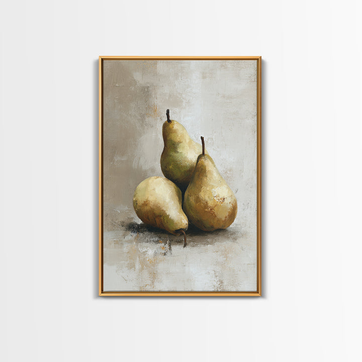 Classic Pear Still Life for Cozy Hospitality Framed Canvas Print, Guest Bedroom Art, Statement Artwork, Bedroom Decor, Guest, GBA-2x3-4