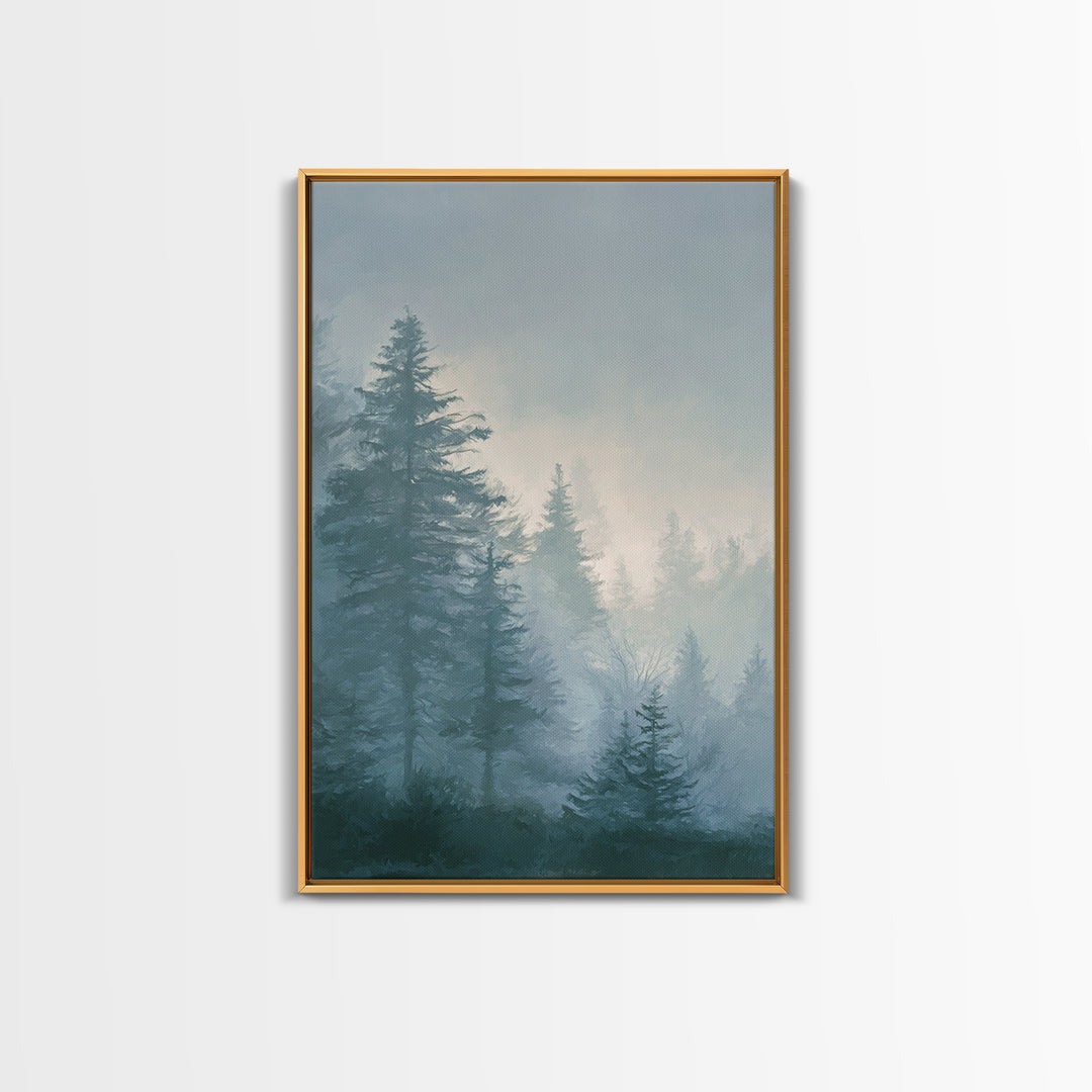 Monochrome Forest Silhouette Framed Canvas Print, Guest Bedroom Art, Bedroom Decor, Fine Art, Guest, Above Bed Decor, GBA-2x3-69