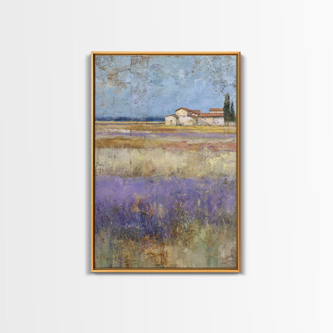 Lavender Field under Pale Sky Framed Canvas Print, Guest Bedroom Art, Home, Bedroom Decor, Fine Art, Guest, Bedroom Wall Art, GBA-2x3-75