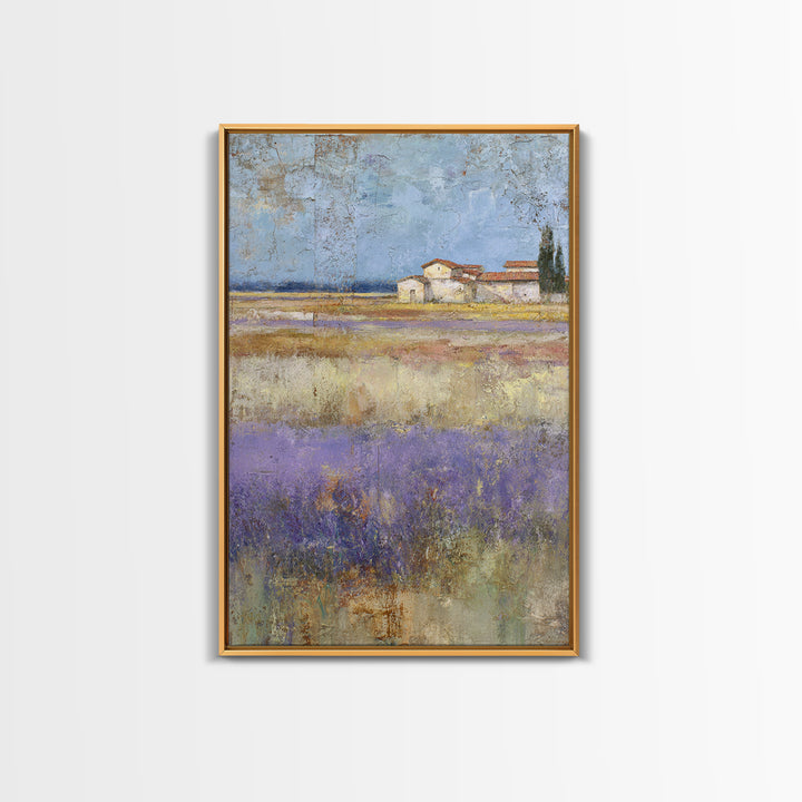 Lavender Field under Pale Sky Framed Canvas Print, Guest Bedroom Art, Home, Bedroom Decor, Fine Art, Guest, Bedroom Wall Art, GBA-2x3-75