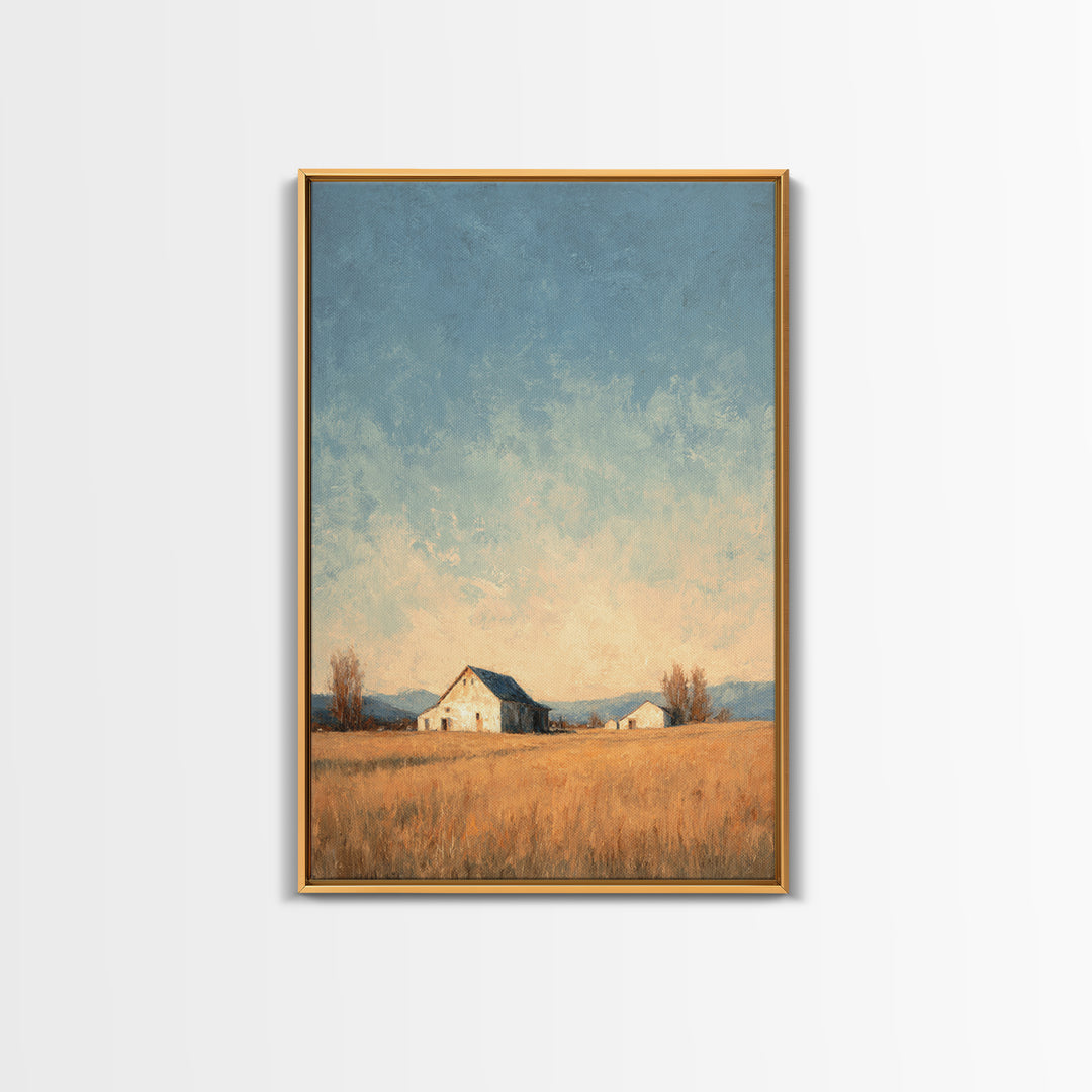 Quiet Horse Pasture at Sunset Canvas Print, Guest Bedroom Art, New Home Gift, Bedroom Decor, Guest, Minimalist Wall Art, GBA-2x3-77