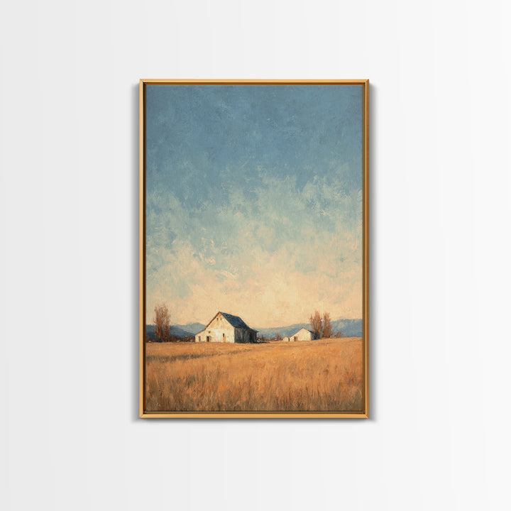 Quiet Horse Pasture at Sunset Canvas Print, Guest Bedroom Art, New Home Gift, Bedroom Decor, Guest, Minimalist Wall Art, GBA-2x3-77