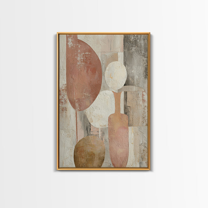 Warm Terracotta Shapes Framed Canvas Print, Guest Bedroom Art, Digital Prints, Bedroom Decor, Abstract Art, Guest, GBA-2x3-78
