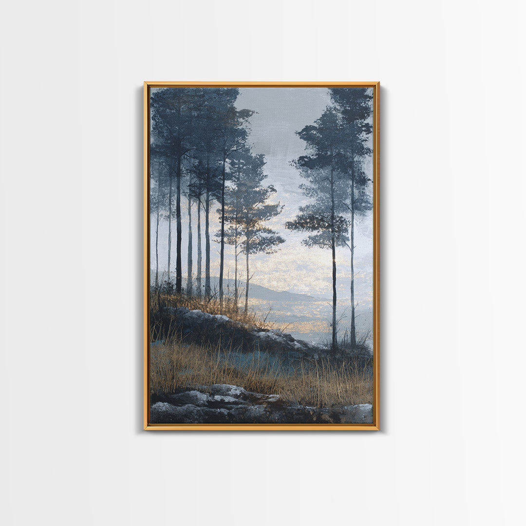 Monochrome Forest Silhouette Framed Canvas Print, Guest Bedroom Art, Bedroom Decor, Fine Art, Guest, Above Bed Decor, GBA-2x3-93