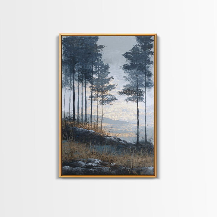 Monochrome Forest Silhouette Framed Canvas Print, Guest Bedroom Art, Bedroom Decor, Fine Art, Guest, Above Bed Decor, GBA-2x3-93