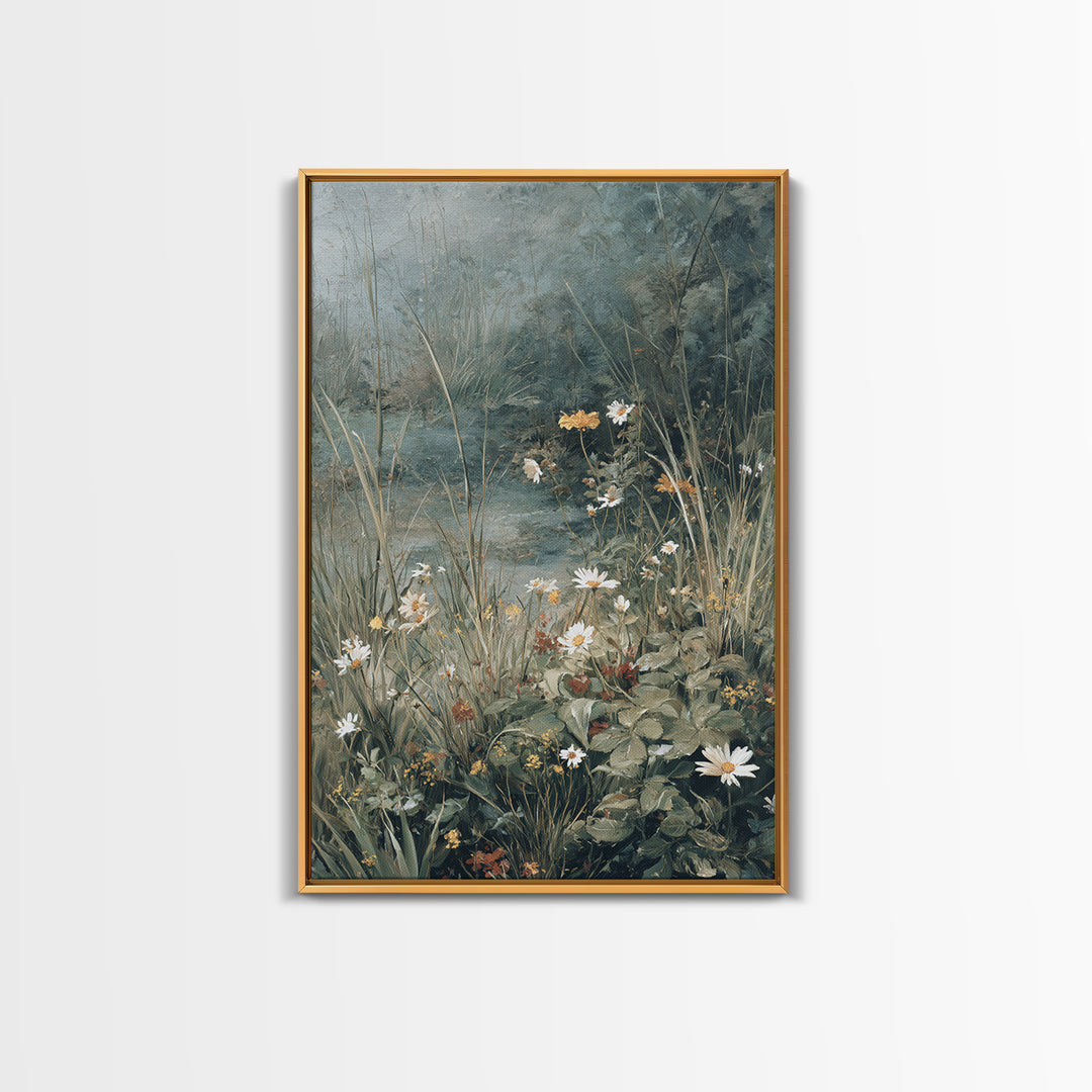 Sunlit Meadow with Delicate Flowers Canvas Print, Guest Bedroom Art, Set of 3 Wall Art, Bedroom Decor, Watercolor Art, Guest, GBA-2x3-95