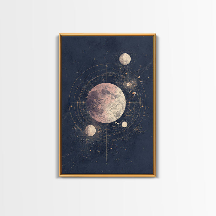 Minimal Moon and Stars Composition Canvas Print, Guest Bedroom Art, Wall Art Prints, Bedroom Decor, Guest, Cat Wall Art, GBA-2x3-96