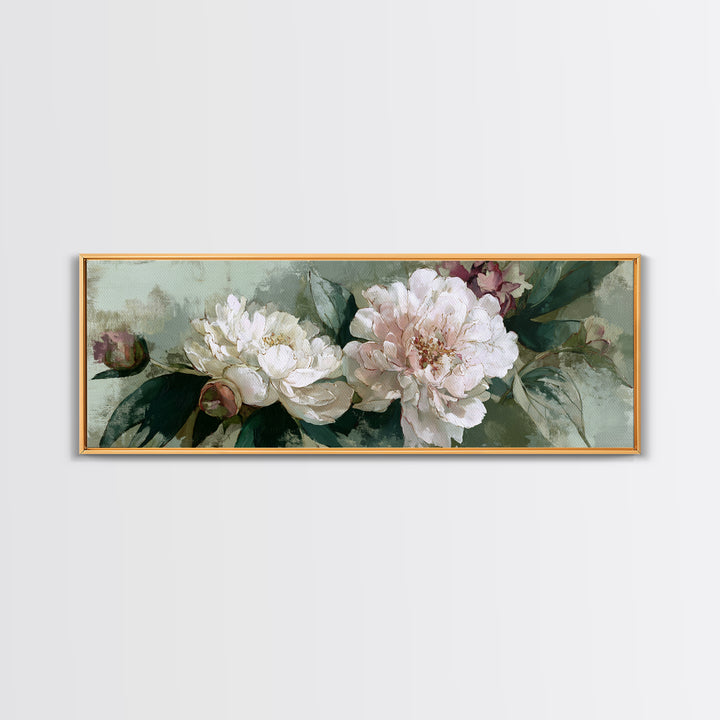 Neutral Peony Painting Framed Canvas Print, Guest Bedroom Art, Printable Art, Bedroom Decor, Abstract Art, Guest, GBA-3x1-1