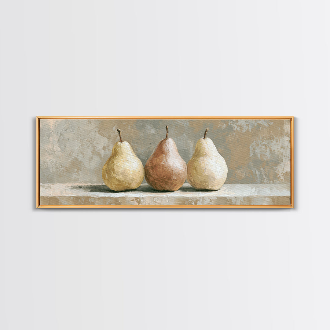 Classic Pear Still Life for Cozy Hospitality Framed Canvas Print, Guest Bedroom Art, Funky Wall Art, Bedroom Decor, Guest, GBA-3x1-12