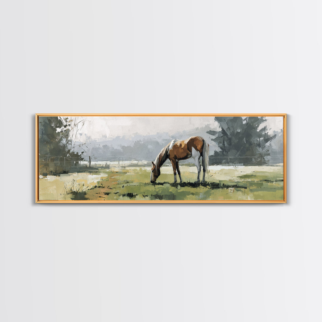 Quiet Horse Pasture at Sunset Canvas Print, Guest Bedroom Art, Bedroom Decor, Fine Art, Guest, Above Bed Decor, Funky Wall Art, GBA-3x1-13