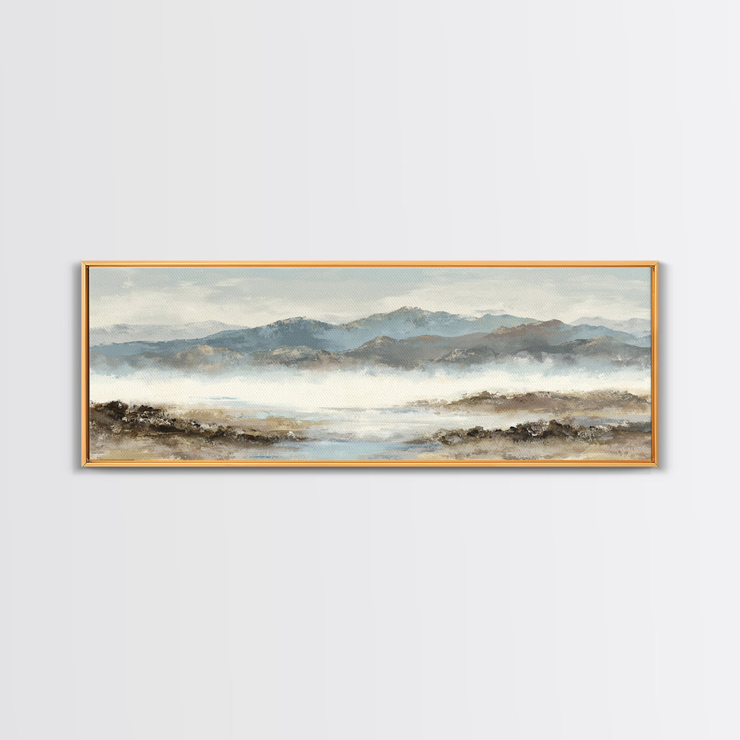 Soft Mountain Horizon Framed Canvas Print, Guest Bedroom Art, Boho Decor, Bedroom Decor, Fine Art, Guest, Digital Prints, GBA-3x1-23