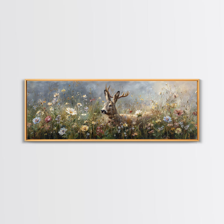 Sunlit Meadow with Delicate Flowers Canvas Print, Guest Bedroom Art, Luxury Decor, Bedroom Decor, Fine Art, Guest, Home, GBA-3x1-31