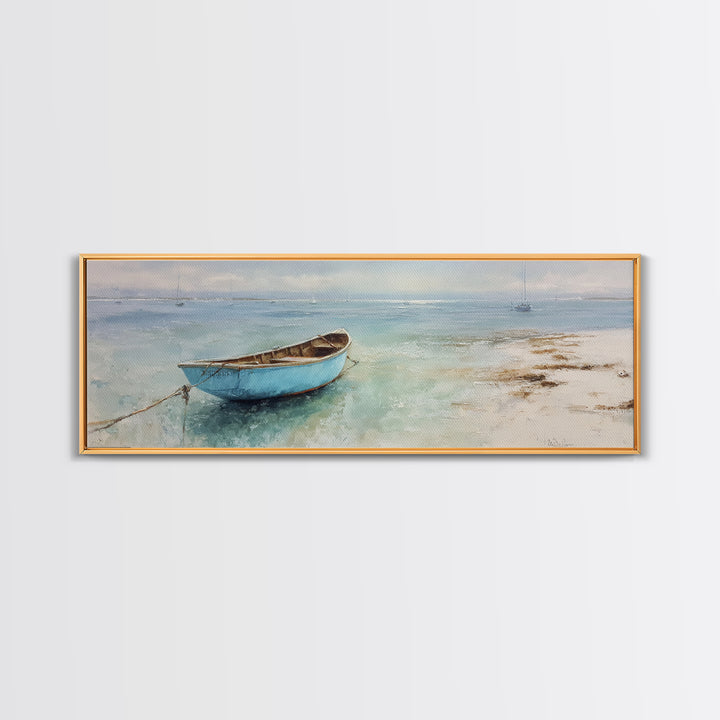 Soft Watercolor Sailboat on Quiet Water Canvas Print, Guest Bedroom Art, Home, Bedroom Decor, Abstract Art, Guest, GBA-3x1-34