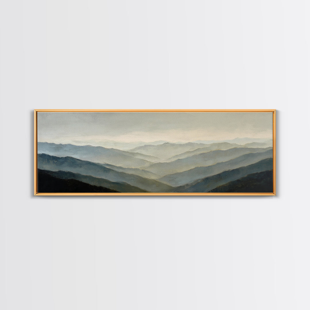 Soft Mountain Horizon Framed Canvas Print, Guest Bedroom Art, Wall Decor, Bedroom Decor, Fine Art, Guest, Living Room Decor, GBA-3x1-47