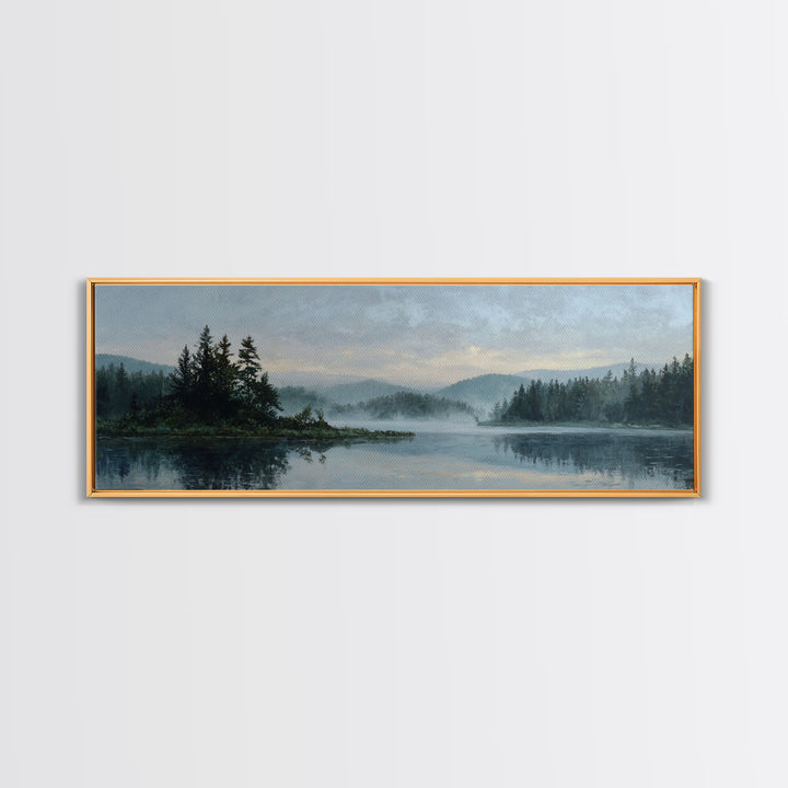 Quiet Lake Landscape at Early Morning Canvas Print, Guest Bedroom Art, Farmhouse Decor, Bedroom Decor, Fine Art, Guest, GBA-3x1-66