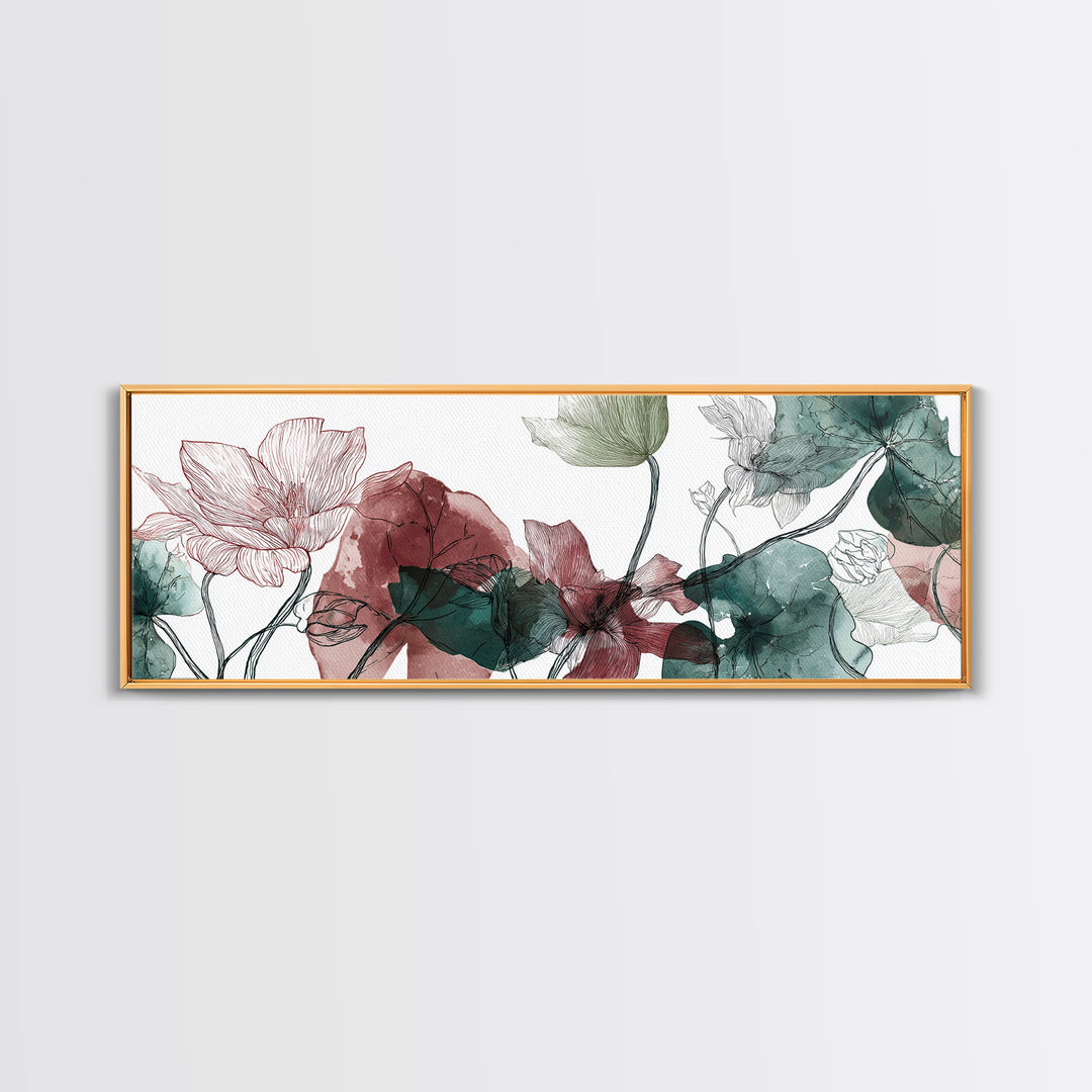 Gentle Botanical Line Drawing Trio Canvas Print, Guest Bedroom Art, Art Print, Bedroom Decor, Watercolor Art, Guest, Home, GBA-3x1-70