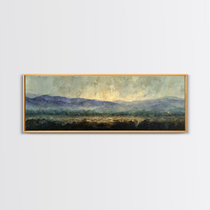 Soft Mountain Horizon Canvas Print, Guest Bedroom Art, Wall Art Prints, Bedroom Decor, Oil Painting, Guest, Cat Wall Art, GBA-3x1-71