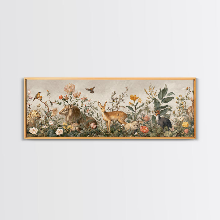 Sunlit Meadow with Delicate Flowers Framed Canvas Print, Guest Bedroom Art, Bedroom Decor, Watercolor Art, Guest, GBA-3x1-79