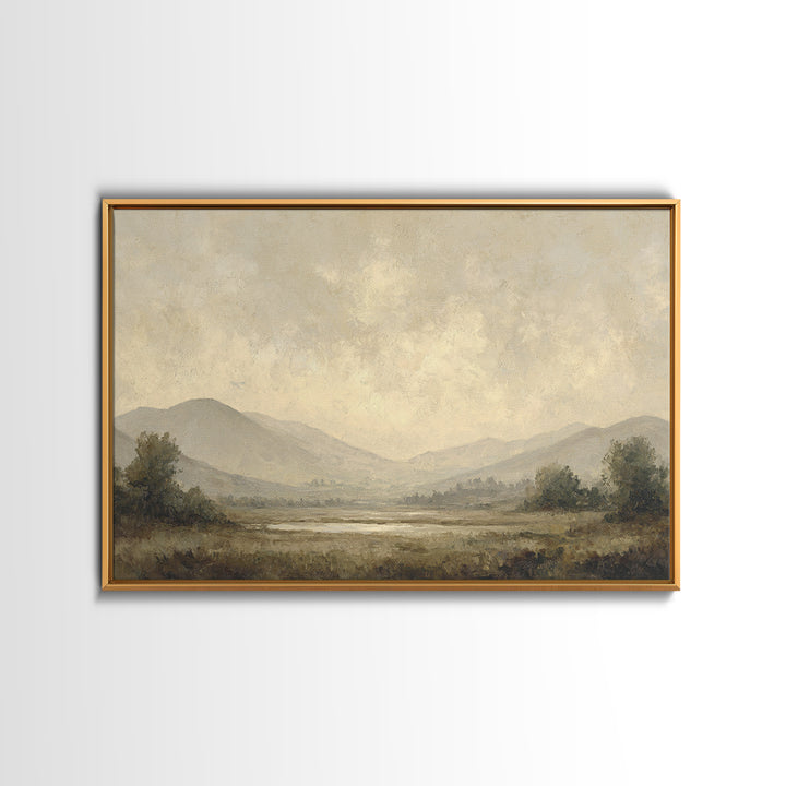 Gentle Rain over Distant Hills Framed Canvas Print, Guest Bedroom Art, Fine Art Print, Bedroom Decor, Oil Painting, Guest, GBA-3x2-100