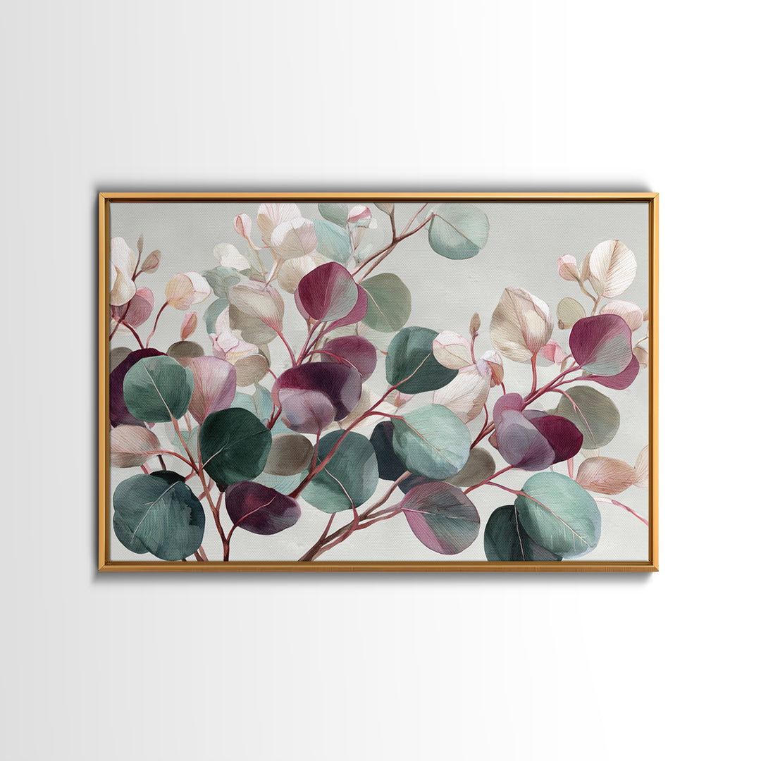 Calming Eucalyptus Watercolor Branches Framed Canvas Print, Guest Bedroom Art, Home, Bedroom Decor, Oil Painting, Guest, GBA-3x2-14