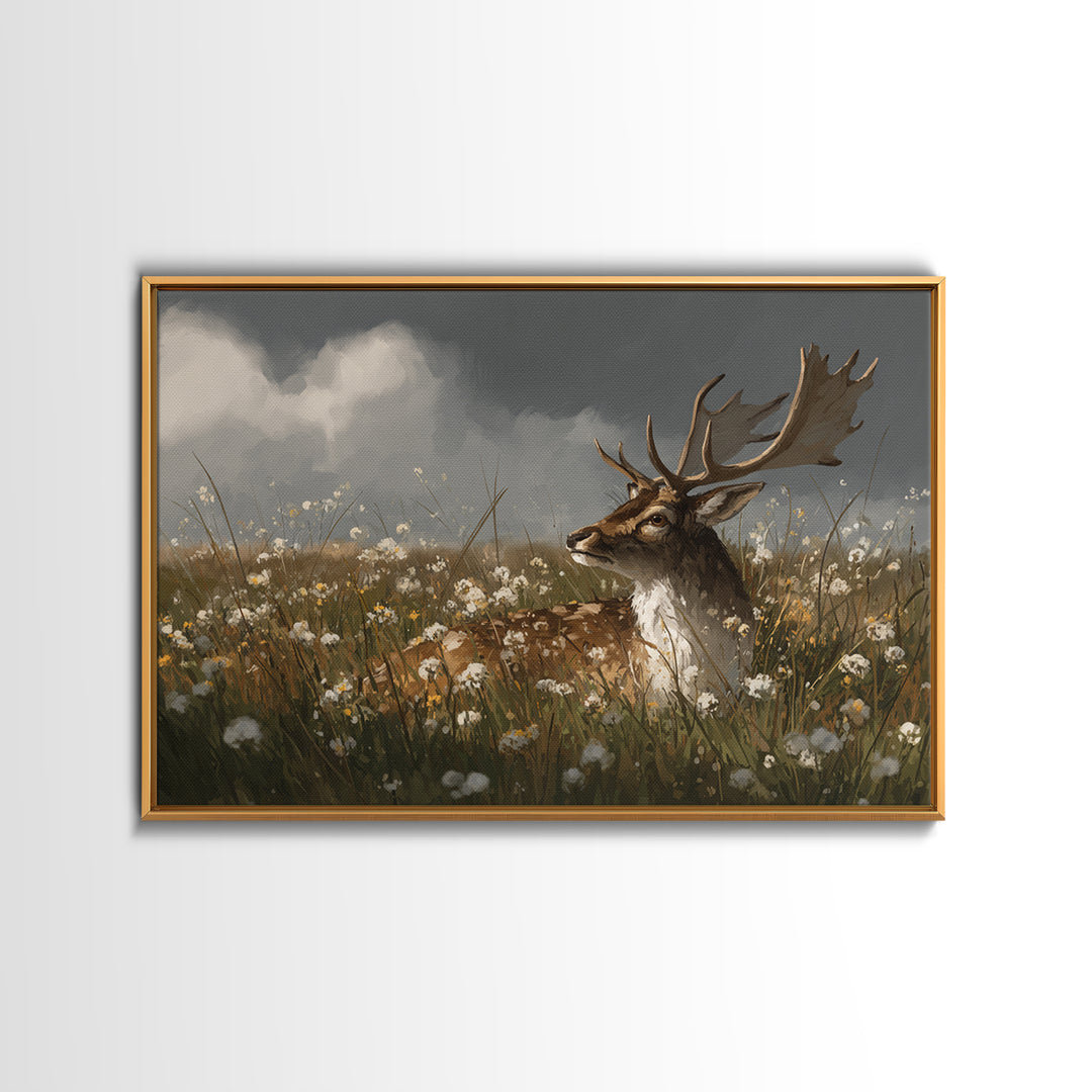 Sunlit Meadow with Delicate Flowers Framed Canvas Print, Guest Bedroom Art, Above Bed Decor, Bedroom Decor, Fine Art, Guest, GBA-3x2-19