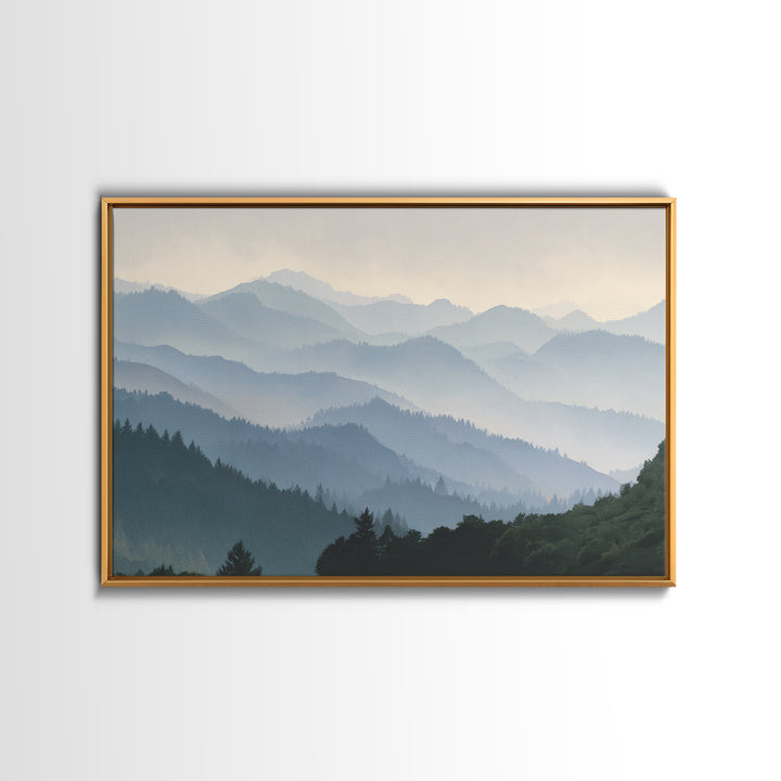 Soft Mountain Horizon Framed Canvas Print, Guest Bedroom Art, Trendy Wall Art, Bedroom Decor, Fine Art, Guest, GBA-3x2-35
