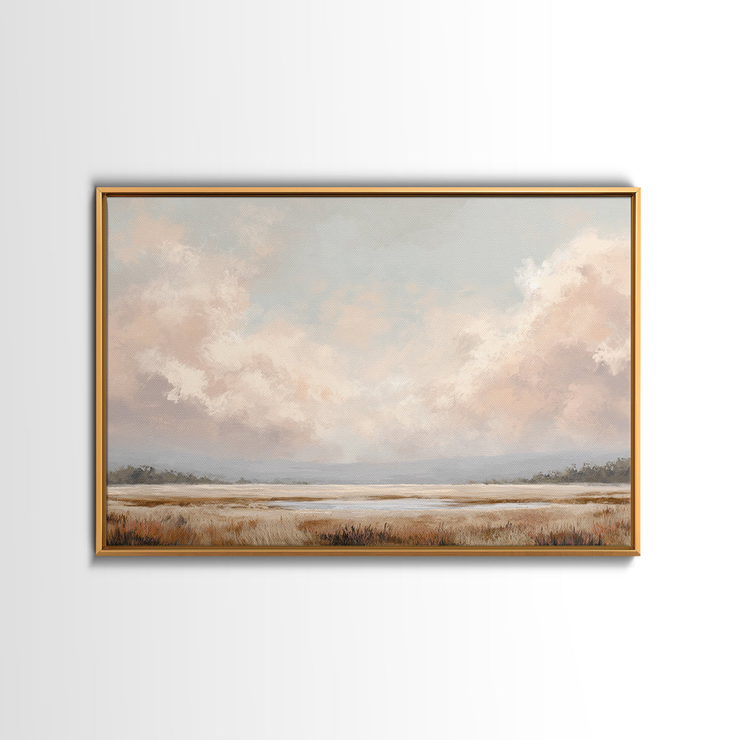 Romantic Cloudscape in Blush and Ivory Framed Canvas Print, Guest Bedroom Art, Neutral Decor, Bedroom Decor, Fine Art, Guest, GBA-3x2-39