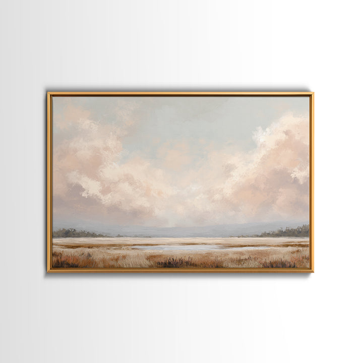 Romantic Cloudscape in Blush and Ivory Framed Canvas Print, Guest Bedroom Art, Neutral Decor, Bedroom Decor, Fine Art, Guest, GBA-3x2-39