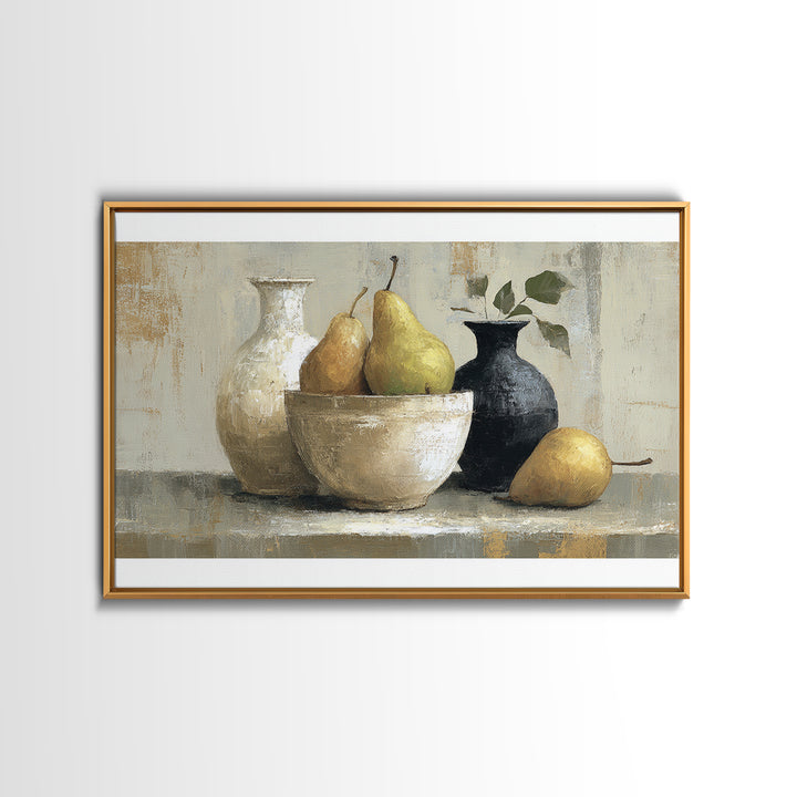 Classic Pear Still Life for Cozy Hospitality Canvas Print, Guest Bedroom Art, Cat Wall Art, Bedroom Decor, Fine Art, Guest, GBA-3x2-48