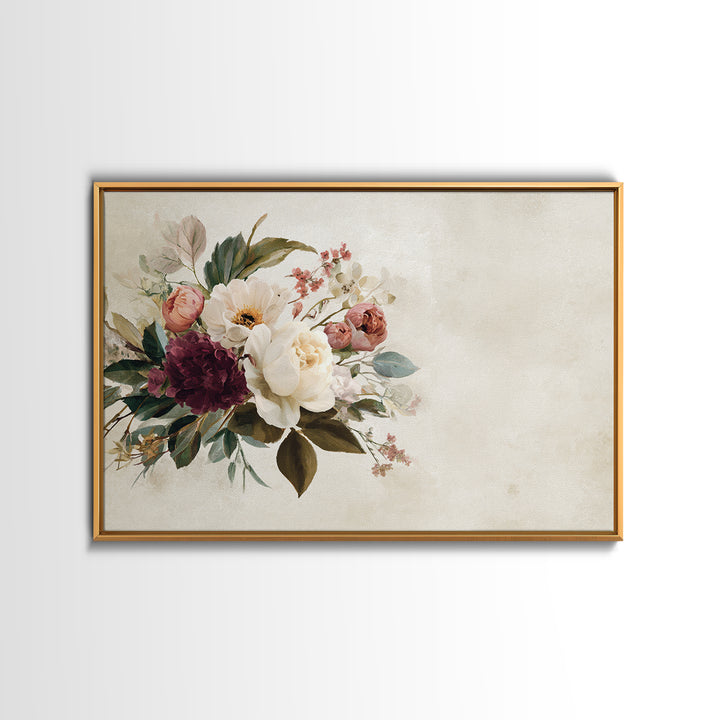 Welcoming Wildflower Bouquet Framed Canvas Print, Guest Bedroom Art, Bedroom Wall Art, Bedroom Decor, Oil Painting, Guest, GBA-3x2-5