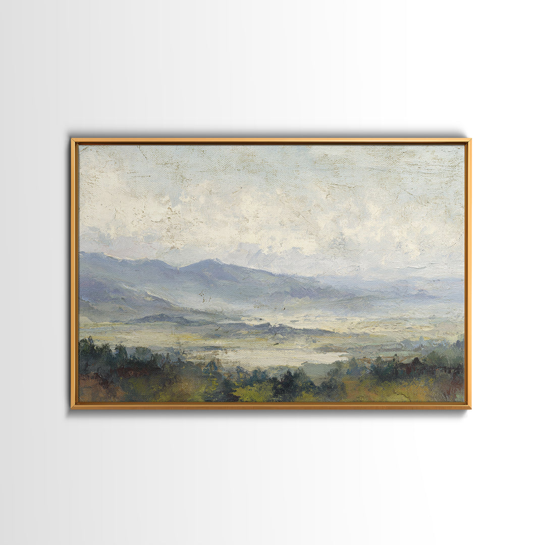 Gentle Rain over Distant Hills Canvas Print, Guest Bedroom Art, Farmhouse Wall Art, Bedroom Decor, Watercolor Art, Guest, GBA-3x2-76