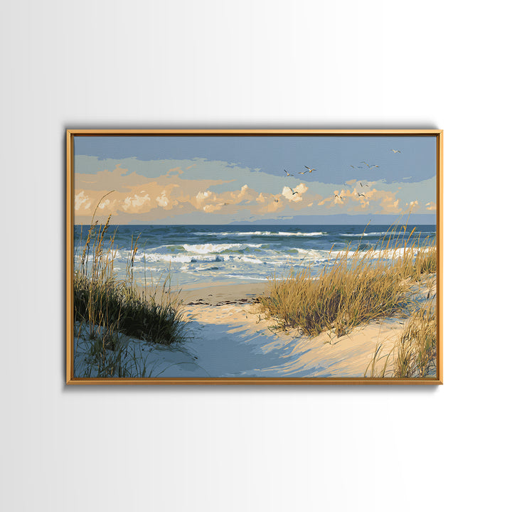 Coastal Dunes in Pale Blue and Sand Framed Canvas Print, Guest Bedroom Art, Downloadable Prints, Bedroom Decor, Fine Art, Guest, GBA-3x2-81