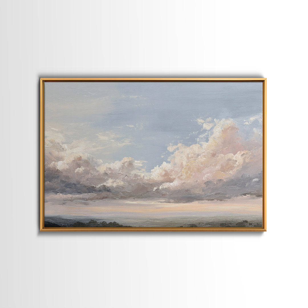 Romantic Cloudscape in Blush and Ivory Framed Canvas Print, Guest Bedroom Art, Fine Art Print, Bedroom Decor, Fine Art, Guest, GBA-3x2-87