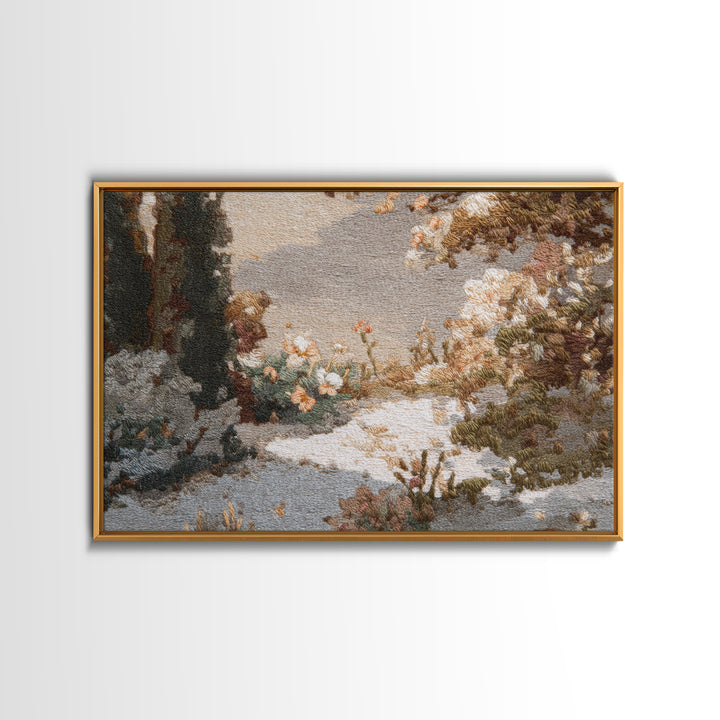 Sunlit Meadow with Delicate Flowers Framed Canvas Print, Guest Bedroom Art, Poster, Bedroom Decor, Watercolor Art, Guest, GBA-3x2-91