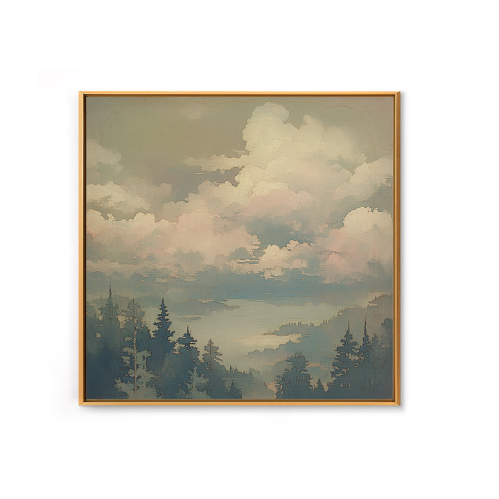 Romantic Cloudscape with Blush and Cream Tones Canvas Print, General Fine Art, Large Wall Art, Living Room Decor, Fine Art, GEN-1x1-18