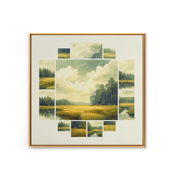 Moody Forest Clearing Framed Canvas Print, General Fine Art, Gallery Decor, Living Room Decor, Fine Art, Wall Art, GEN-1x1-32