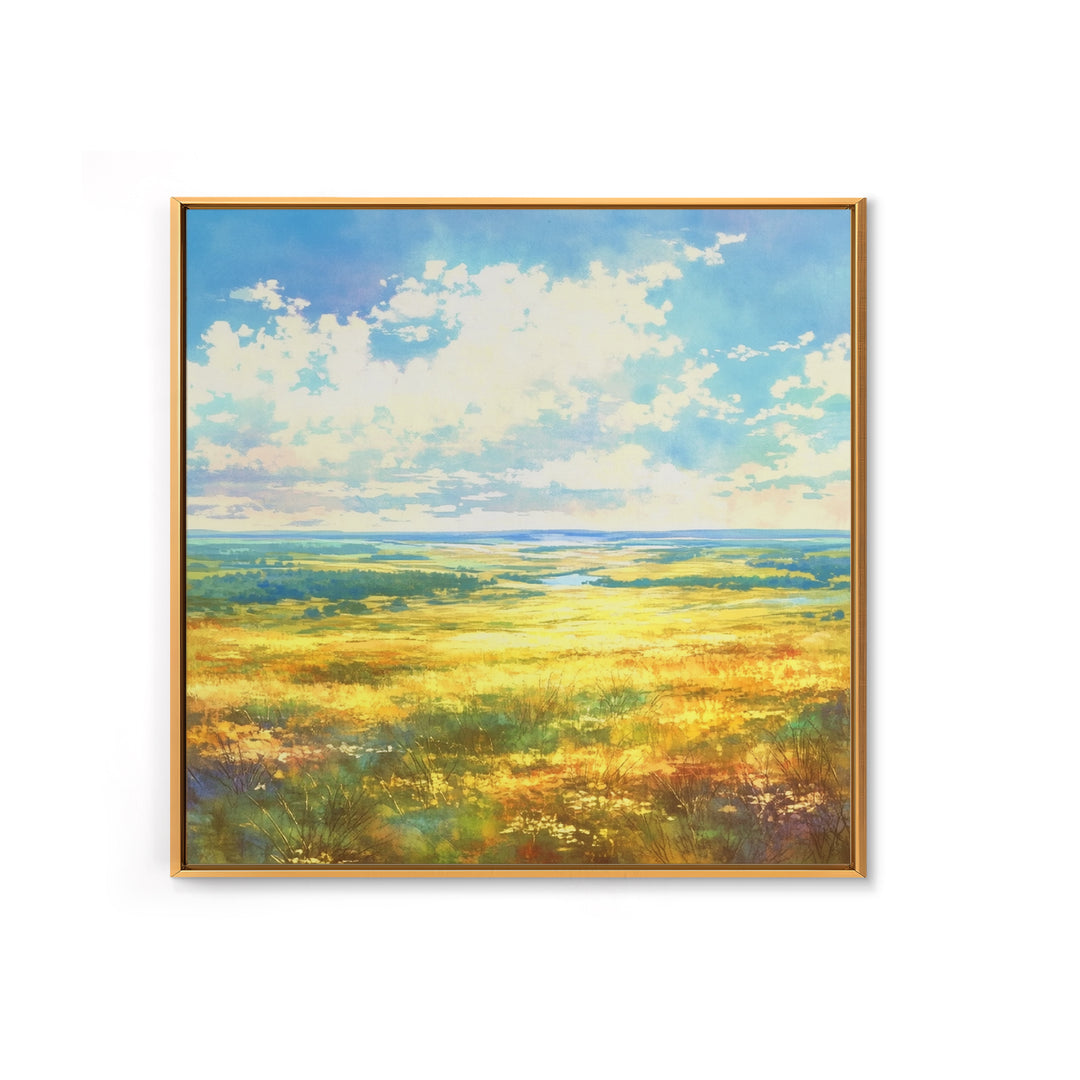 Sunlit Meadow with Loose Impressionist Brushwork Canvas Print, General Fine Art, Gallery Decor, Living Room Decor, GEN-1x1-38